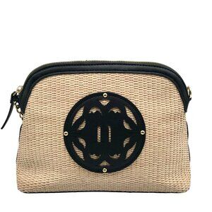 Nanette Lepore Black & Neutral Thea Straw Dome Crossbody & Wallet